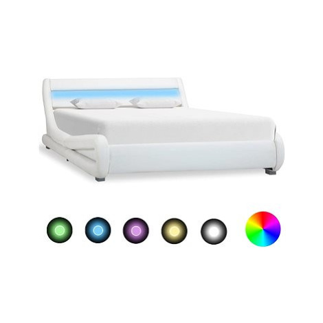 Rám postele s LED světlem bílý umělá kůže 140x200 cm SHUMEE