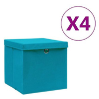 Shumee Úložné boxy s víky 4 ks 28 × 28 × 28 cm bledě modré