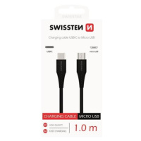 DATOVÝ KABEL SWISSTEN USB-C / MICRO USB 1,0 M ČERNÝ