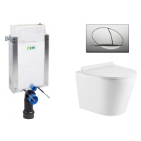 Liv-Fluidmaster Wc set Ring II Wall podmítková nádrž do zdiva, rimless mísa, sedátko a tlačítko 