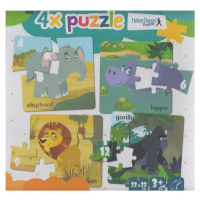 4x puzzle Elephant, hippo, lion, gorilla