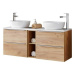 ArtCom Koupelnová skříňka s umyvadlem a deskou CAPRI Oak DU140/1 | 140 cm UMYVADLO: Ano, BARVA V
