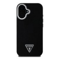 Guess PU Grained Triangle Logo Zadní Kryt pro iPhone 16 Black