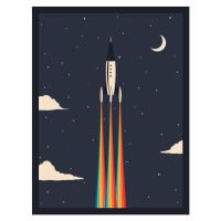 Ilustrace vintage rocket poster, martinwimmer, 30 × 40 cm