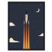 Ilustrace vintage rocket poster, martinwimmer, 30 × 40 cm