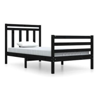 Rám postele černý masivní dřevo 100 × 200 cm, 3105309