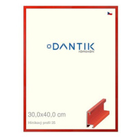 DANTIK rámeček 30 × 40, ALU profil 6035 Dýha barevný červený třešeň plexi čiré