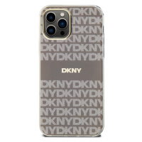 Zadní kryt DKNY PC/TPU Repeat Pattern Tonal Stripe Magsafe pro Apple iPhone 12/12 Pro, béžová