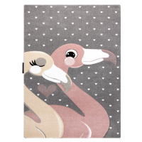 Dywany Łuszczów Dětský kusový koberec Petit Flamingos hearts grey - 120x170 cm