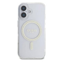 Guess IML Glitter Ring MagSafe Zadní Kryt pro iPhone 16 Transparent