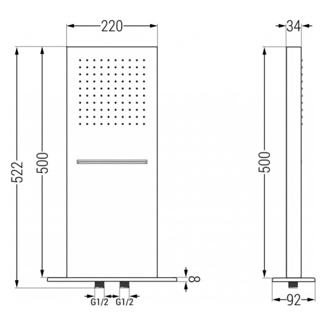 MEXEN Vodopád hlavová sprcha 50x22 cm černá 79195-70