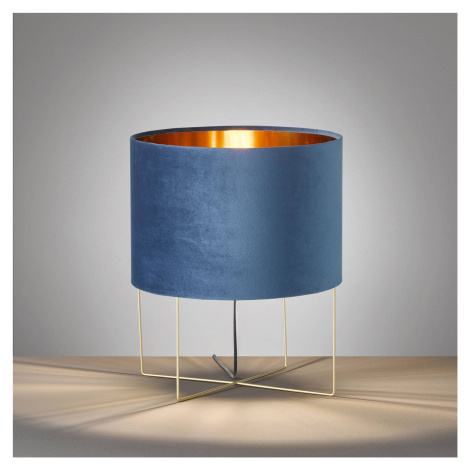 FISCHER & HONSEL Stolní lampa Aura, samet, výška 43 cm, modrá