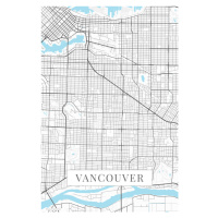 Mapa Vancouver white, (26.7 x 40 cm)