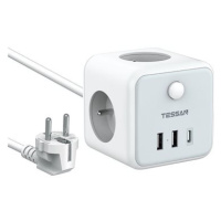 TESSAN Power Strip, 2x A+C (15W), 3x zásuvka, bílá, 2m