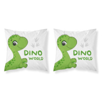 Návlek bavlněný pro děti, Dino world, zelený, 40 x 40 cm
