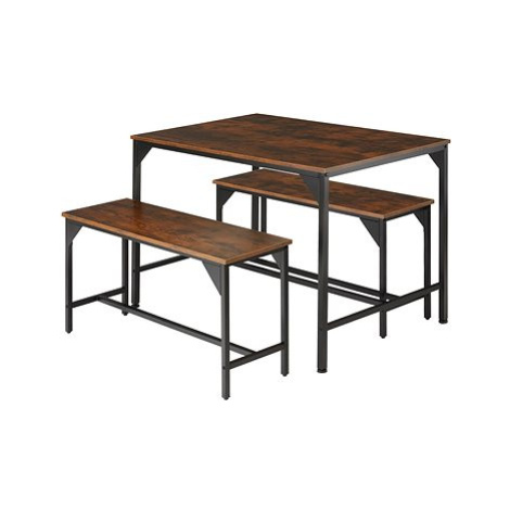 Sestava stolu a laviček Bolton 2+1 Industrial tmavé dřevo tectake