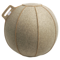 VLUV Sedací míč VELT, z vlněné plsti merino, 600 - 650 mm, šedobéžová melírovaná/hnědá