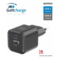 SWISSTEN SÍŤOVÝ ADAPTÉR GaN 1x USB-C 20W PD + 1x USB-A 18W QC ČERNÝ