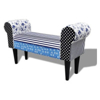 Patchworková lavice ve venkovském stylu, modro-bílá