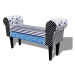 Patchworková lavice ve venkovském stylu, modro-bílá