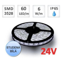 LED pásek 24V 5m 60ks 3528 6W/m silikon STUDENÁ BÍLÁ