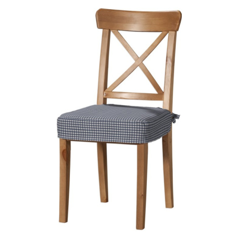Dekoria Sedák na židli IKEA Ingolf, tmavě modrá - bílá jemná kostka, židle Inglof, Quadro, 136-0