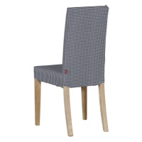 Dekoria Potah na židli IKEA  Harry, krátký, tmavě modrá - bílá jemná kostka, židle Harry, Quadro