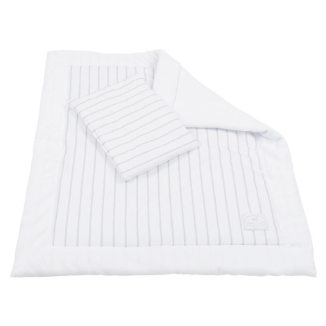 Cotton & Sweets Sametová deka s polštářem s výplní pro miminka šedé pruhy 60x70 cm/20x28 cm