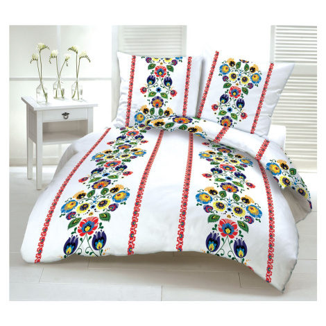 Povlečení bavlněné Folklór červené TiaHome - 2x Polštář 90x70 cm, 1x Přikrývka 200x220cm