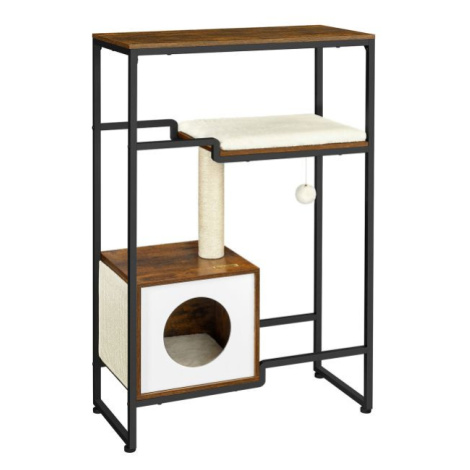 Stylový kočičí strom s domečkem, škrabadlo, 74×34×114 cm