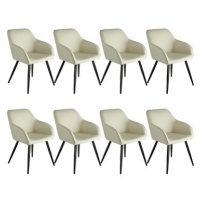 TecTake 8 Židle Marilyn Stoff - krémová/černá