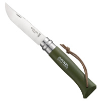 Opinel VRI N°08 001703 Inox Adventurer khaki s koženým remienkom