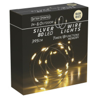 Světelný drát s časovačem Silver lights 80 LED, teplá bílá, 395 cm
