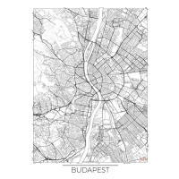 Mapa Budapest, Hubert Roguski, 30 × 40 cm