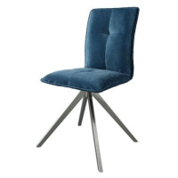 DELIFE Otočná židle Maddy-Flex modrý samet křížová podnož zaoblená otočná nerezová ocel