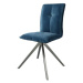 DELIFE Otočná židle Maddy-Flex modrý samet křížová podnož zaoblená otočná nerezová ocel