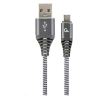 GEMBIRD Kabel USB 2.0 AM na Type-C kabel (AM/CM), 1m, opletený, šedo-bílý, blister, PREMIUM QUAL