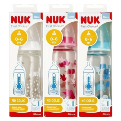 Skleněná kojenecká láhev NUK FC s kontrolou teploty 240 ml bílá