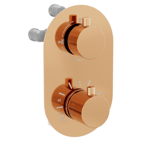 MEXEN Kai termostatická baterie sprcha/vana 3 výstupy, růžovo zlatá 77602-60