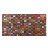Hnědý kožený patchwork koberec 80x150 cm ALIAGA, 41431