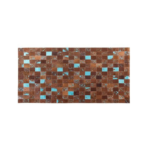 Hnědý kožený patchwork koberec 80x150 cm ALIAGA, 41431 BELIANI