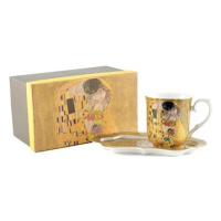 Home Elements porcelánový hrnek 360 ml, s podtáckem, Klimt, Polibek zlatý