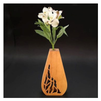 AMADEA Dřevěná váza ve tvaru oblého trojúhelníku s prořezaným motivem, masivní dřevo, výška 23 c