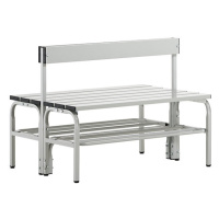 Sypro Oboustranná šatnová lavice s poloviční výškou a opěradlem, hliník, délka 1015 mm, světlá š