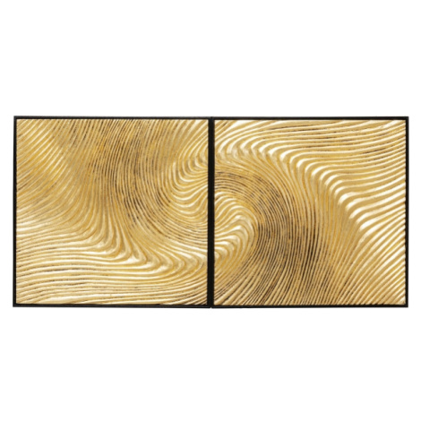KARE Design Obraz plastika Wave Gold (set 2 kusů)