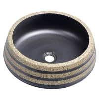 Sapho PRIORI keramické umyvadlo na desku, Ø 41cm, černá/kámen