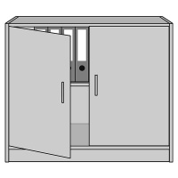 eurokraft pro STATUS - Kancelářská skříň, s otočnými dveřmi, 1 police, světle šedá