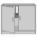 eurokraft pro STATUS - Kancelářská skříň, s otočnými dveřmi, 1 police, světle šedá