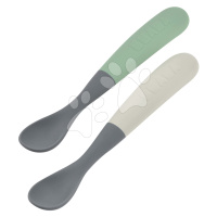 Ergonomické lžičky 1st Age Silicone Spoons Beaba Mineral Grey Sage Green ze silikonu k samostatn