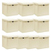 Shumee Úložné boxy s víky 10 ks 32 × 32 × 32 cm textil, krémové